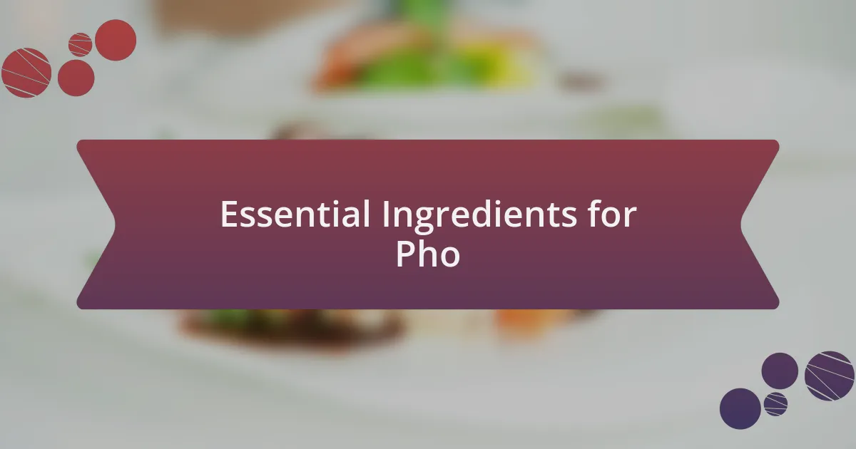 Essential Ingredients for Pho