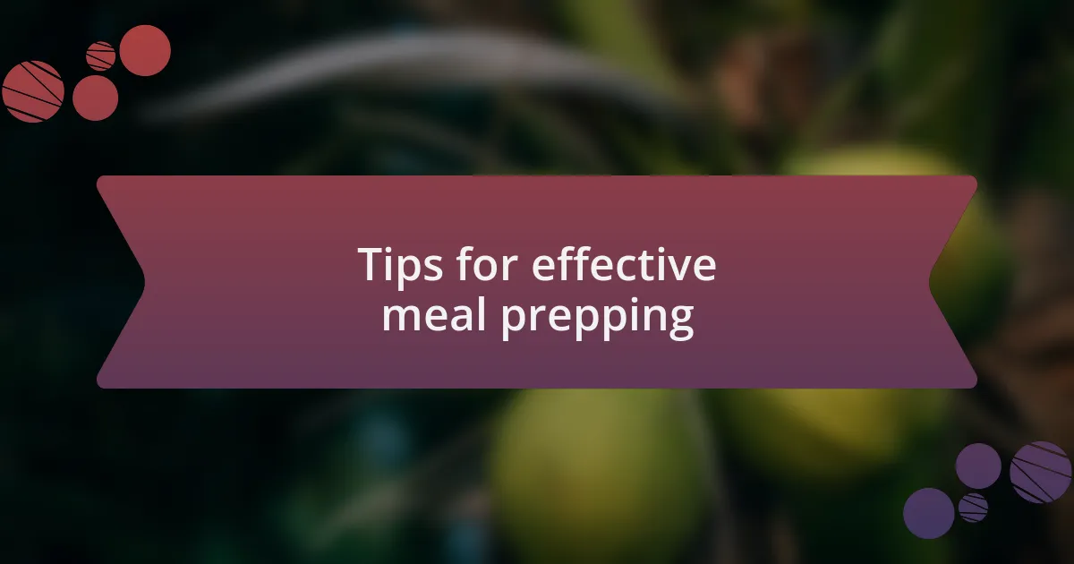 Tips for effective meal prepping