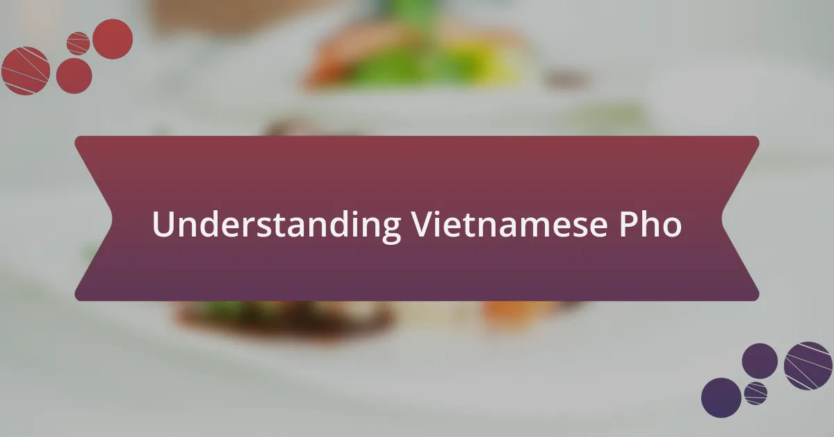Understanding Vietnamese Pho