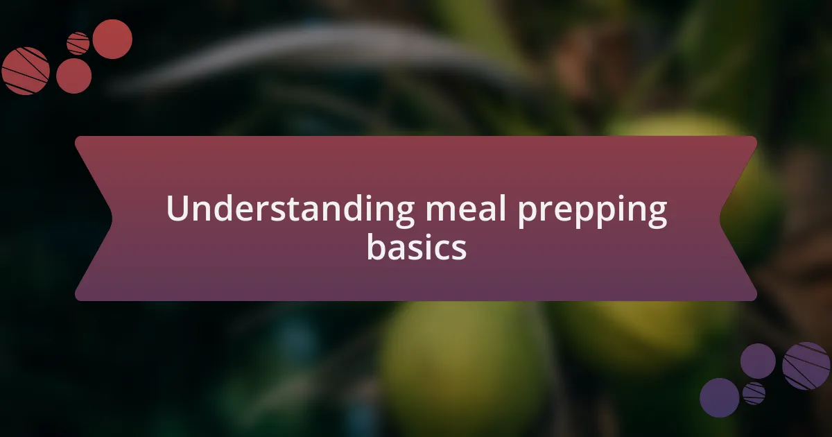 Understanding meal prepping basics